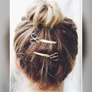 Silver Vintage Scissors Hair Clips